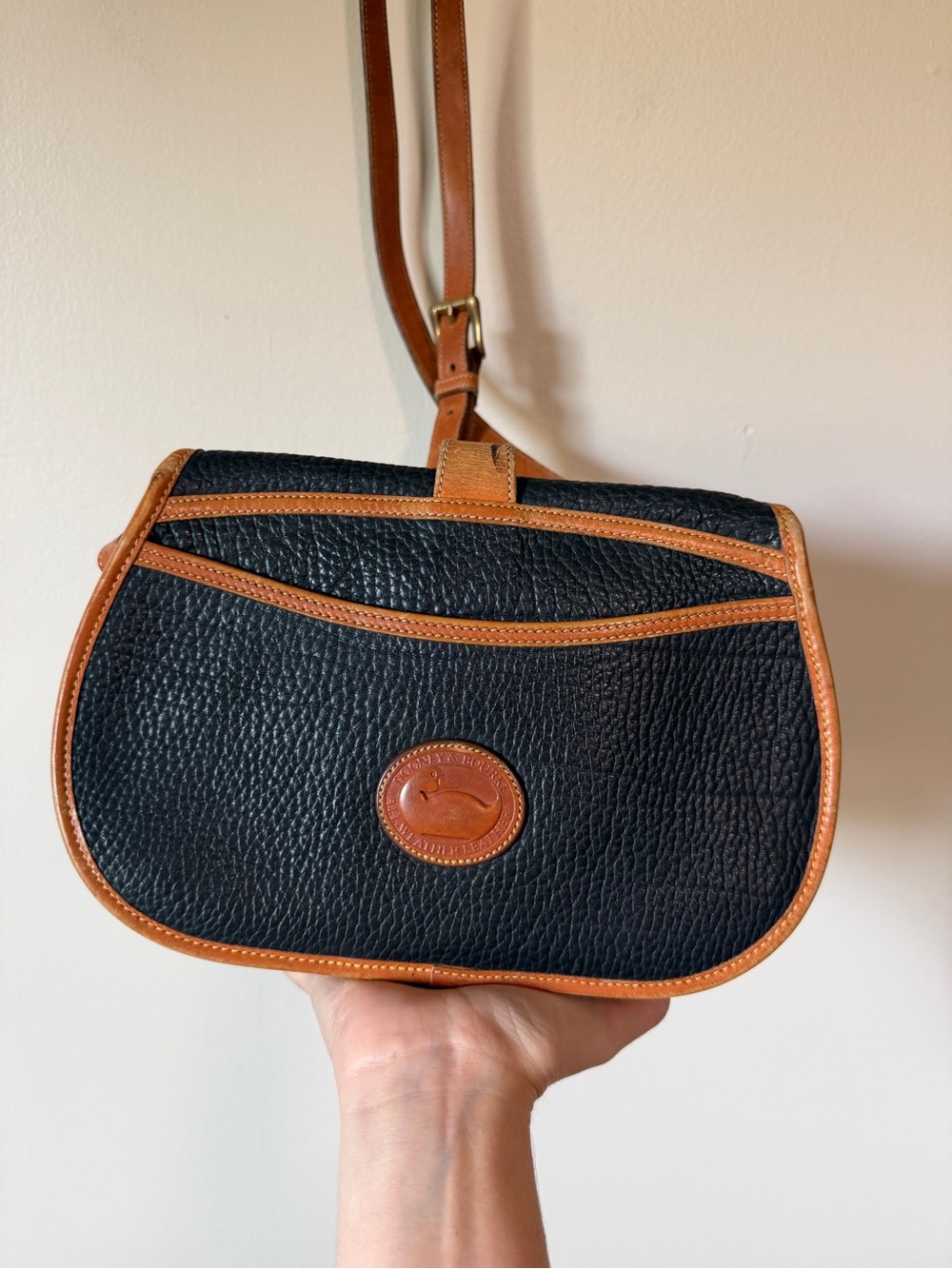 80s/90s Dooney & Bourke Over and Under the Marble pebble leather equestrian